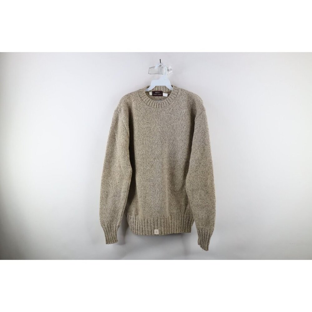 Deadstock Vtg 60s 70s Macy's Mens XL Wool Blend Knit Sweater Oatmeal Brown USA